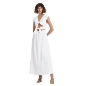 Sir The Label Dress Women’s White Anja Tie Midi Linen Blend Minimal Style 0 NWOT